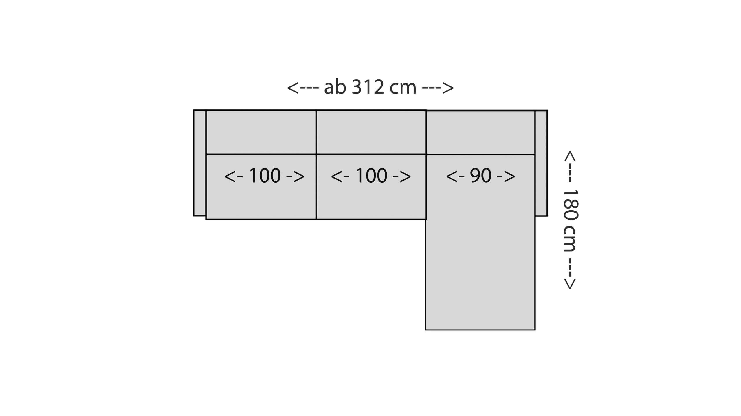 Vision 3,5-Sitzer mit XXL-Longchair Skizze