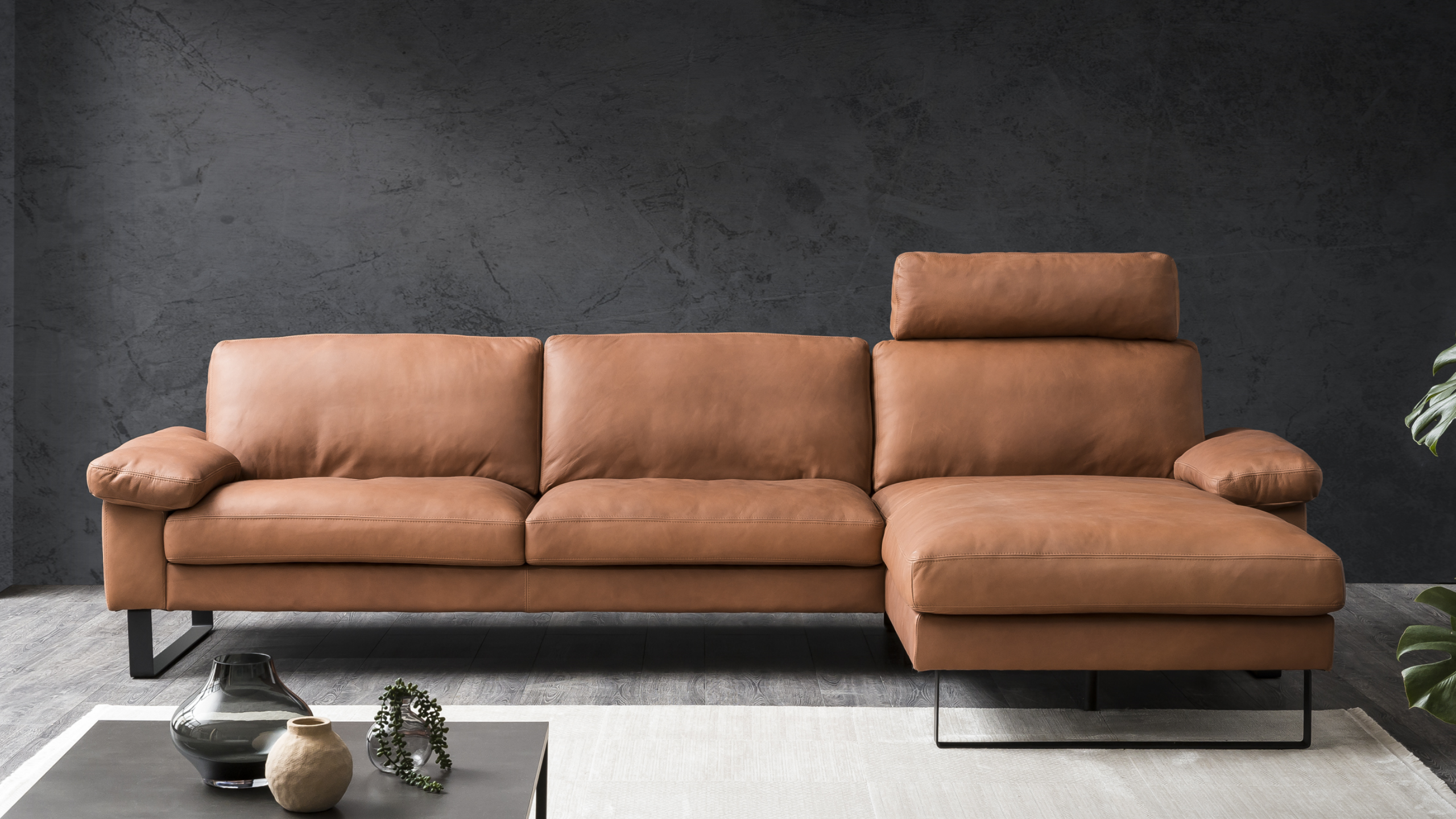 Vision Ecksofa Leder Cognac