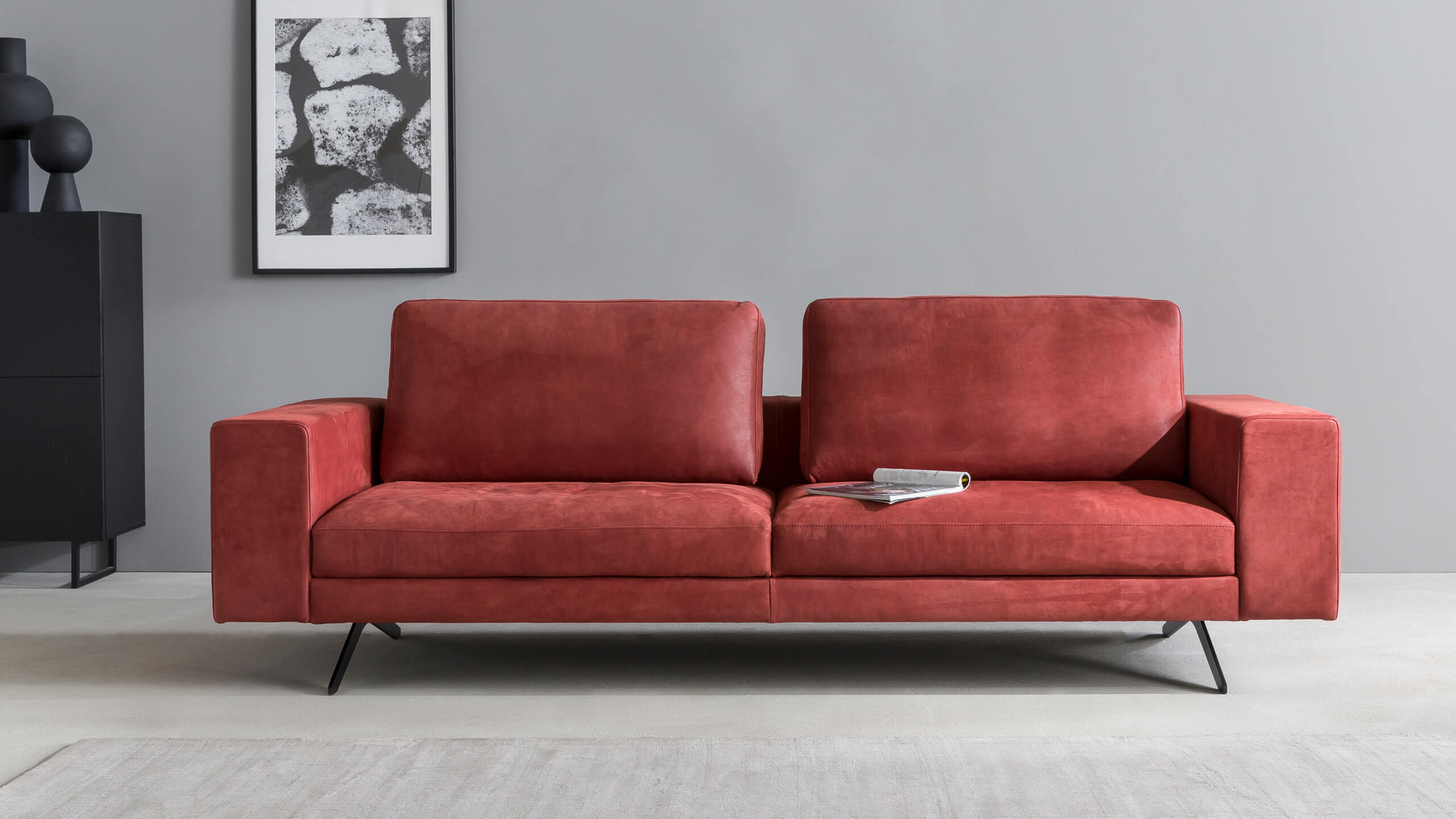Claire Sofa 200 Nubukleder Reno Amarena 