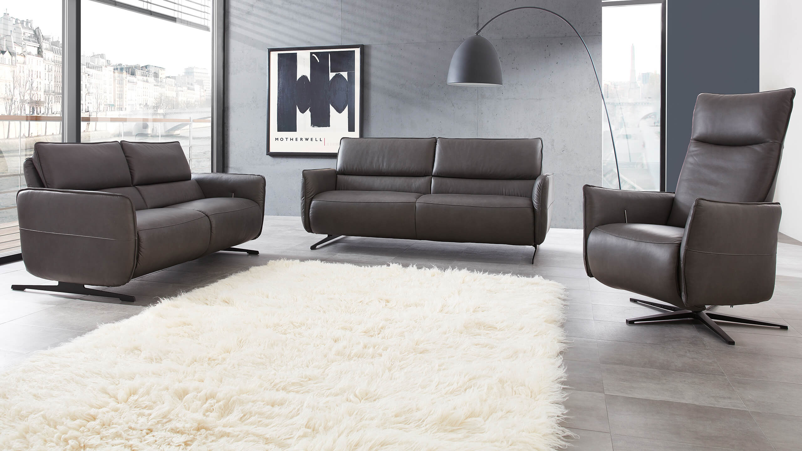 Lonato 2,5-Sitzer + 3-Sitzer mit Relaxsessel in Napoli Sierra