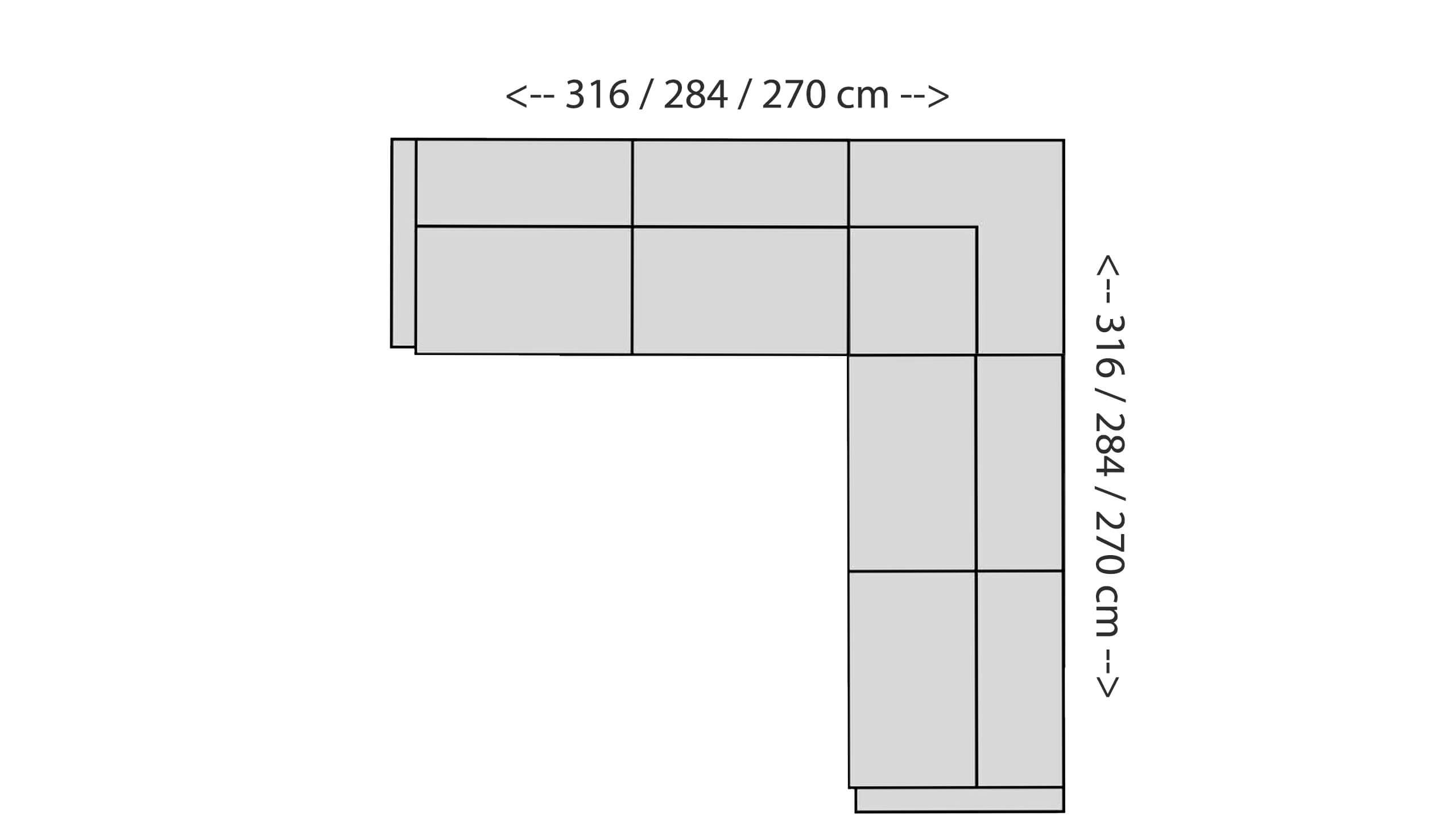 Paloma Ecksofa gleichschenklig 3-Sitzer Skizze