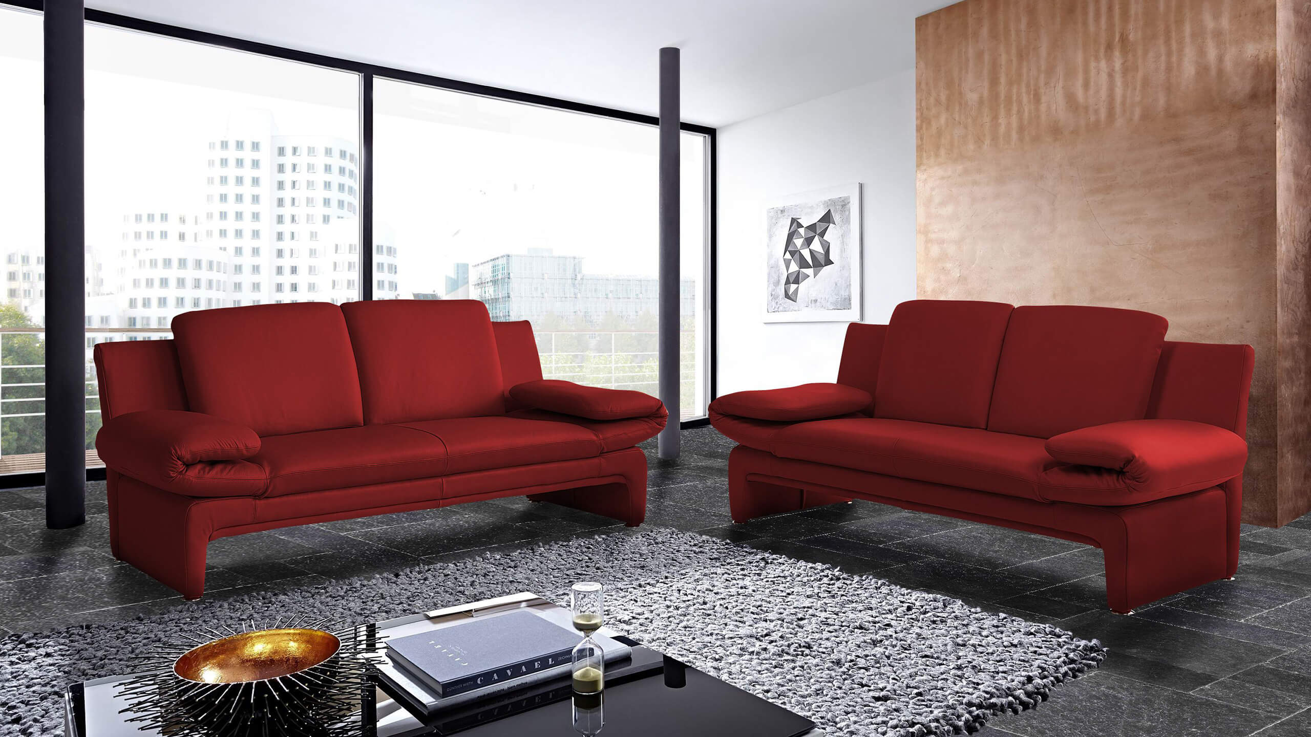 Paloma Sitzgruppe Leder rot