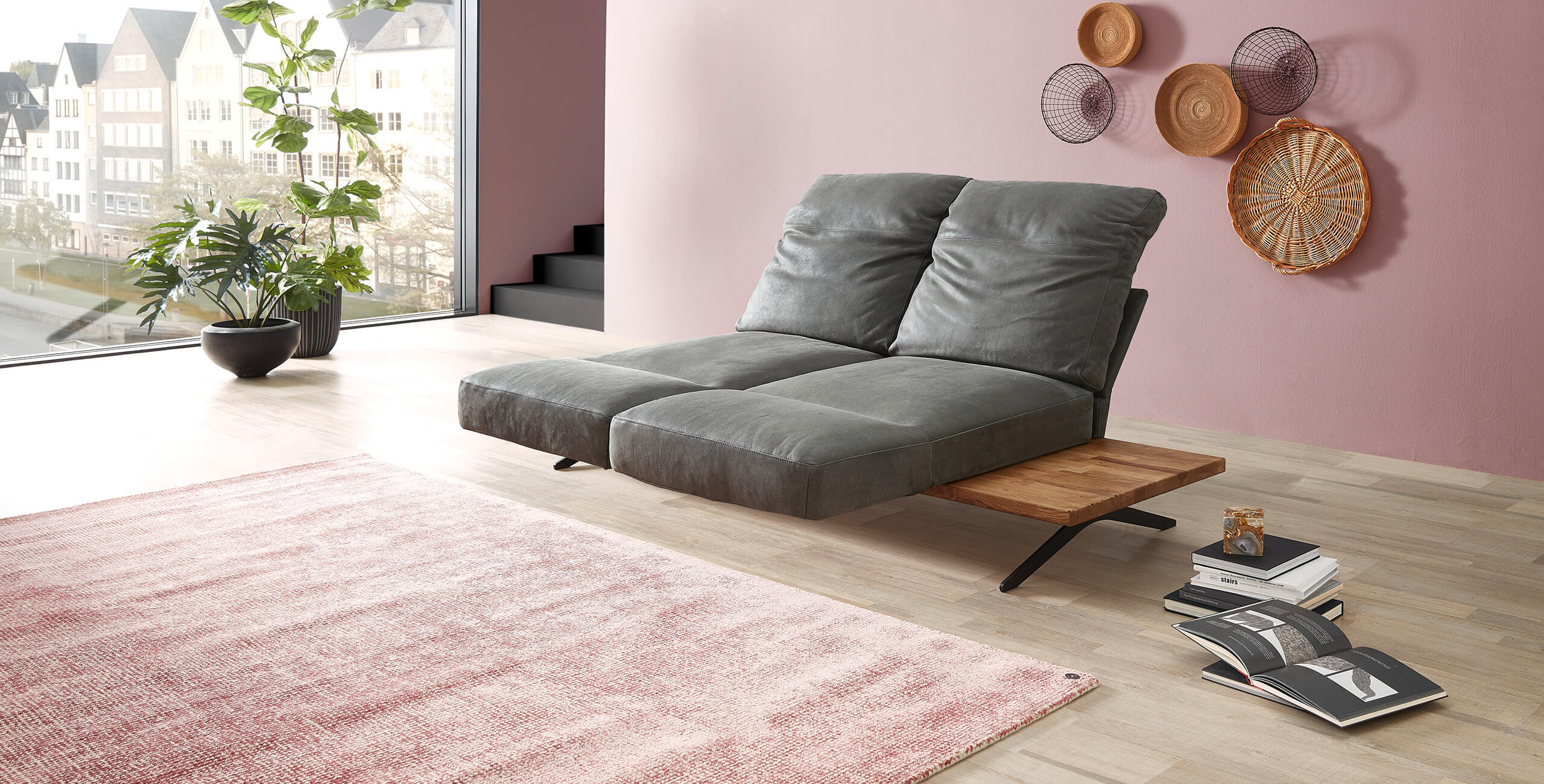 Cilia Funktionssofa Relax-Drehsitze in Nubukleder