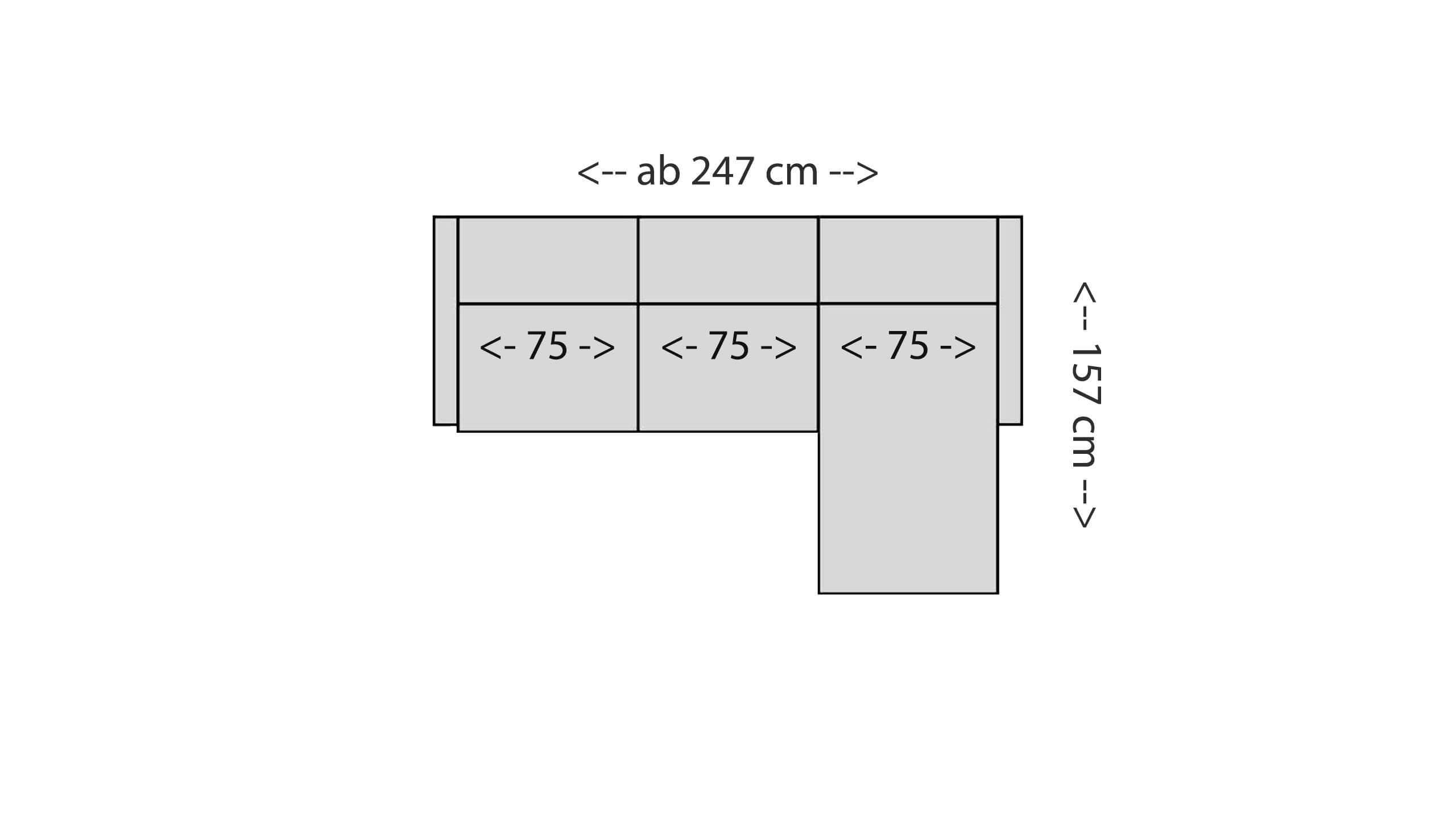 Vision 2,5-Sitzer mit Longchair Skizze