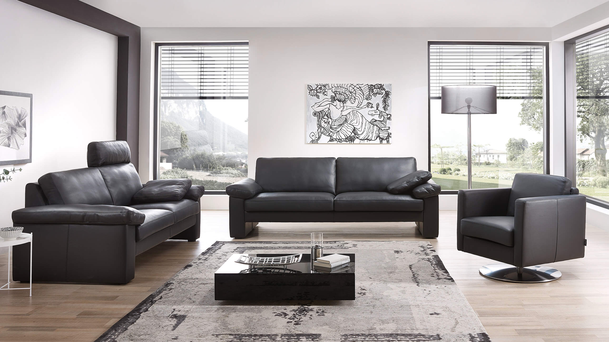 Vision Sitzgruppe Leder schwarz