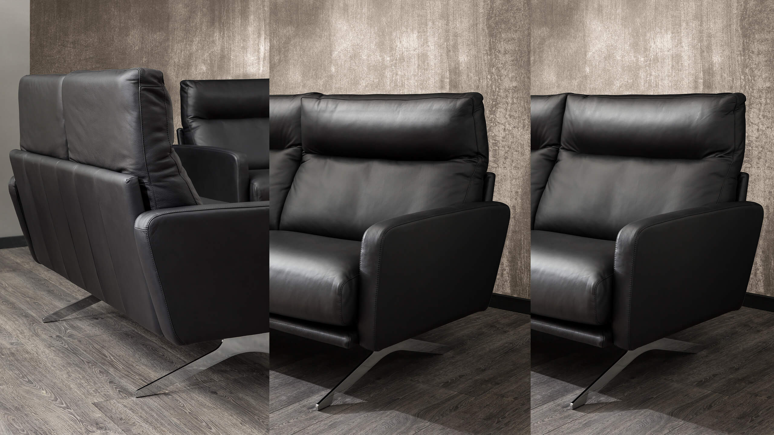 Cilia Sofa Leder schwarz Details
