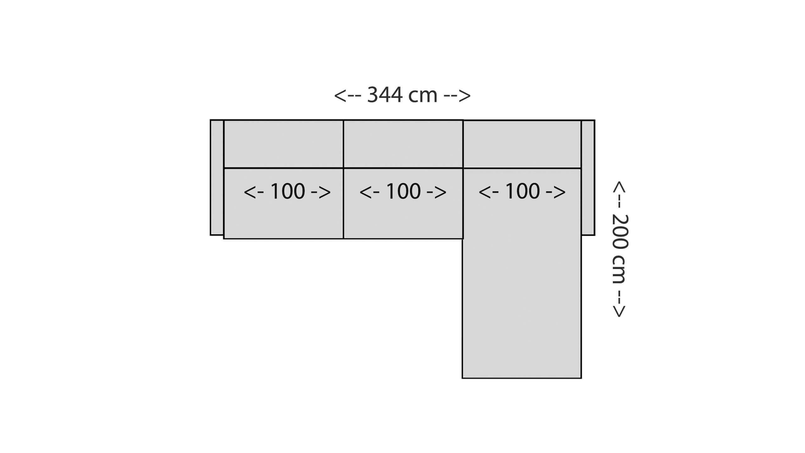 Claire Ecksofa 200 mit XXL-Longchair Skizze