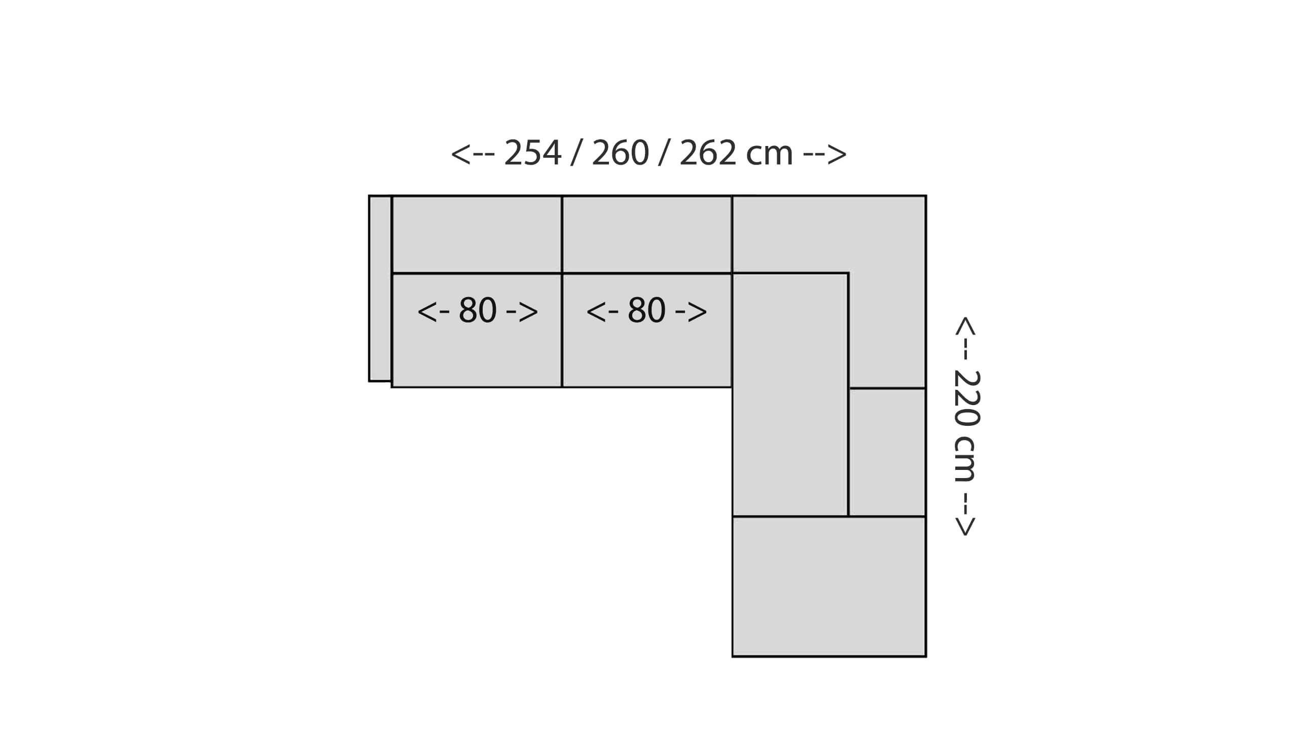 Cilia Ecksofa 160 mit Ottomane Skizze