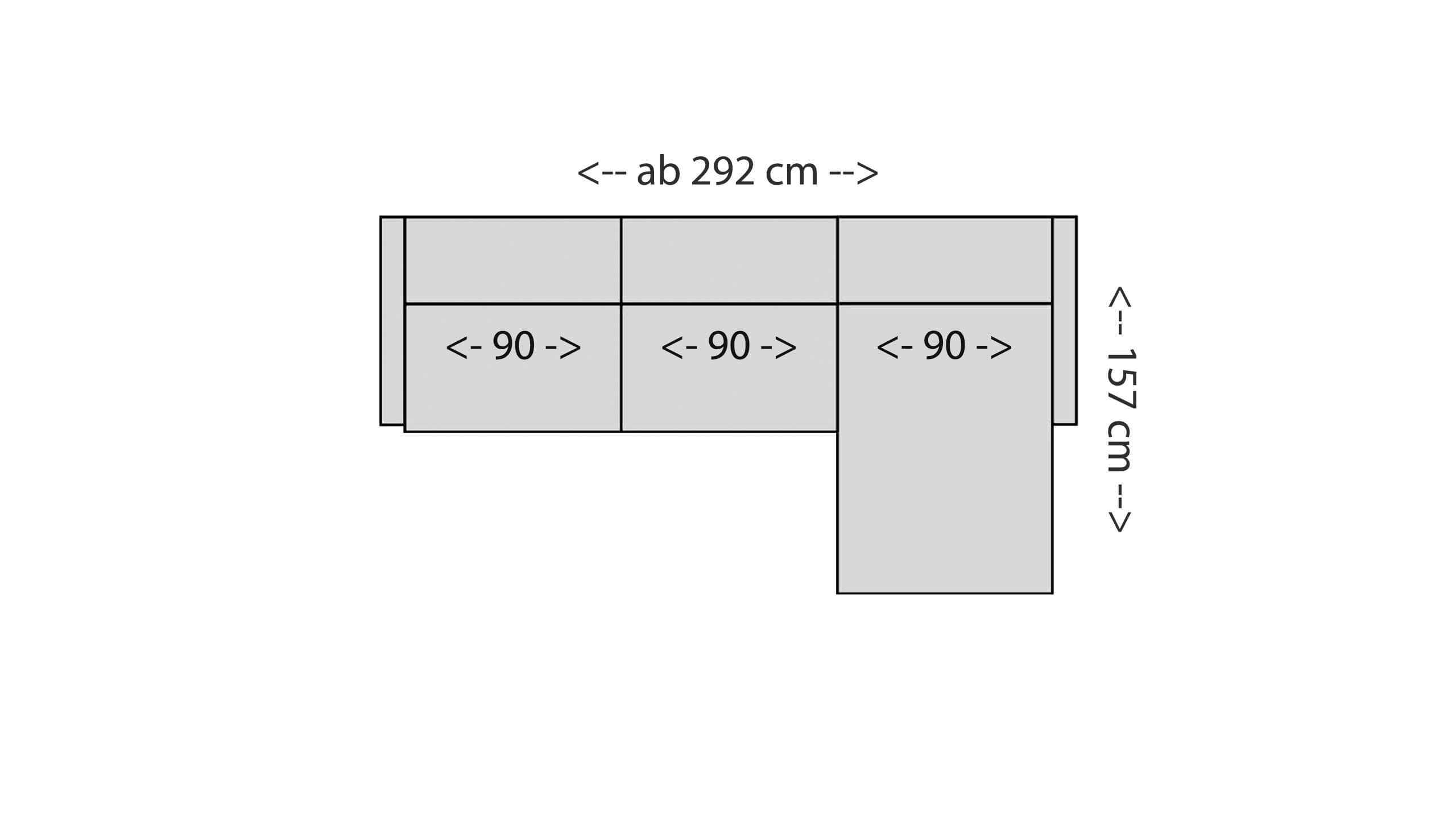 Vision 3-Sitzer mit XL-Longchair Skizze
